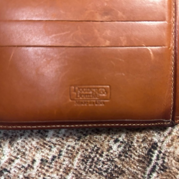 VTG DOONEY BOURKE AWL NAVY/ BRIT TAN FRENCH WALLET KISS LOCK COIN POCKET CARD - Picture 7 of 11